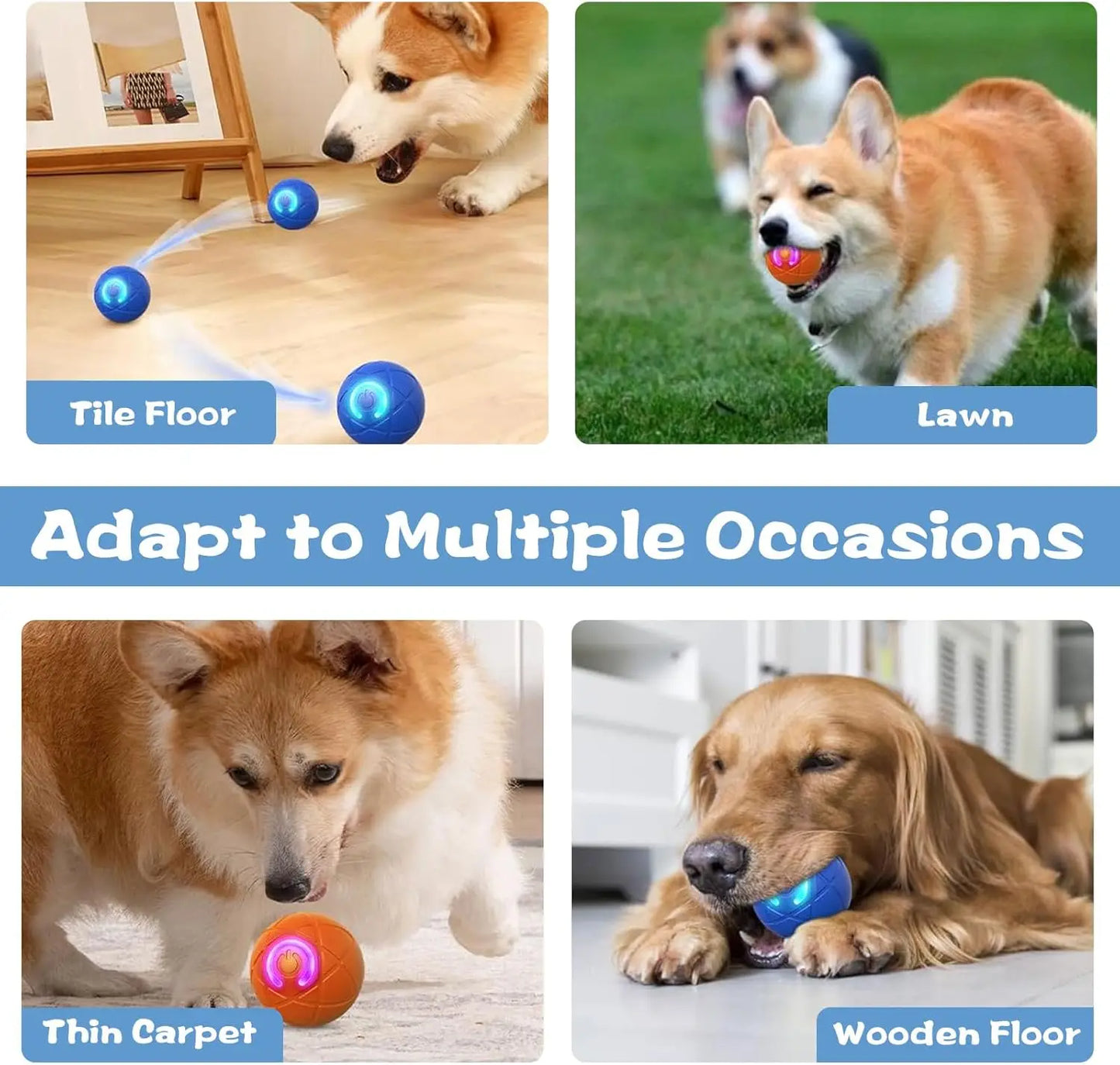Interactive Dog Ball Set 2 Pieces Automatic Shaking Chew-Resistant Durable Toy for All Size Dogs Home & Garden Pet Supplies