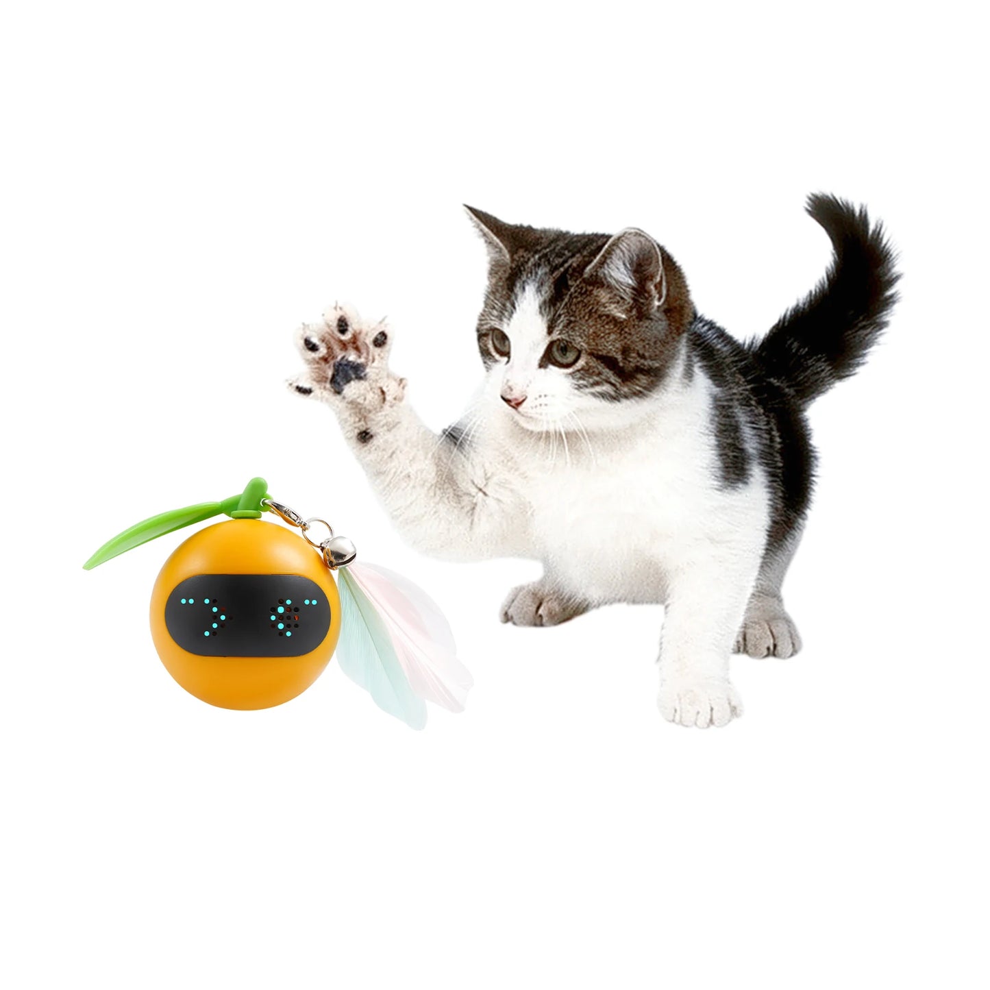 USB Electric Cat Toy Moving Ball, Plush Mice and Feathers as Additional Toy, DIY N in 1 Pets Intelligent Automatic Teaser