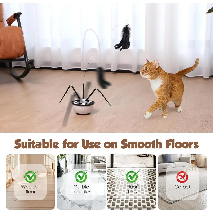 Cat Toys for Indoor Cats Automatic Cat Dancer Interactive Cat Toy Kit with Feather Butterfly Ribbon Catnip Wand Enrichment USB