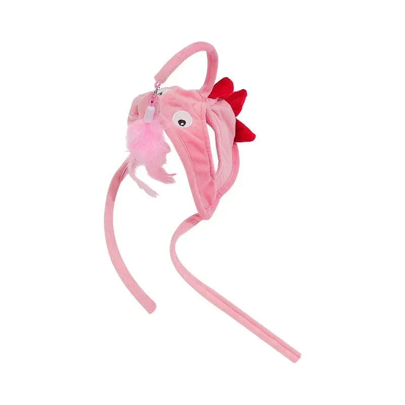 Cat Toys Cat Interactive Toys Kitten Fishing Headdres Hat Feathers Bait Fishing Head Covers Tease Pet Supplies Cat Accessories