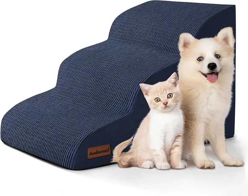 Pet Stairs for Large Dog Cat High Density Soft Foam Small Dog Ramp Ladder Stair Extra Wide Non-Slip Steps Bed Couch