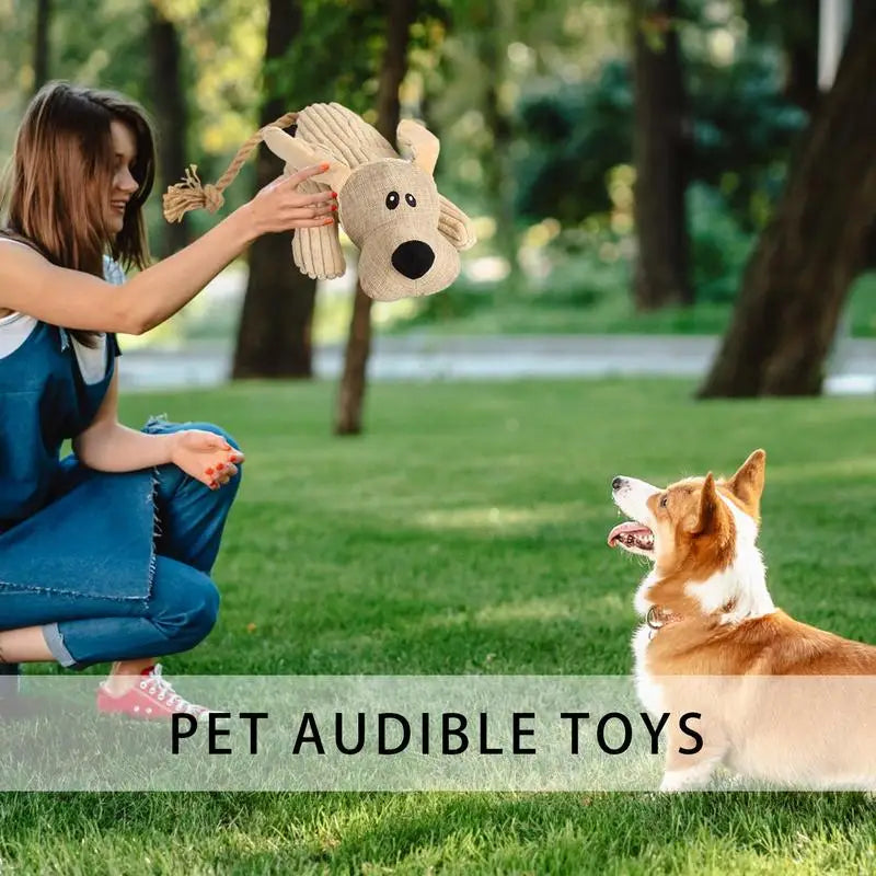 Dog Squeaky Toy Plush Toy For Dog Chewer Soft Dog Chew Squeaky Toy Doll Puppy Teething Entertainment Toy For Indoors And
