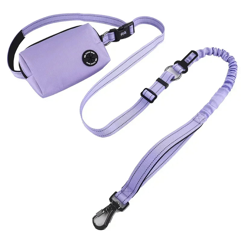 Hands Free Dog Leash with Zipper Pouch  Cushioned Handles  Strong Bungee - Perfect for Walking  Jogging Running
