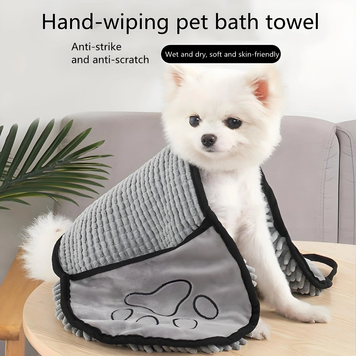 Plush Microfiber Pet Towel - Quick-Dry & Ultra Absorbent ✔Hypoallergenic for Dogs/Cats (Grooming Salon Grade)