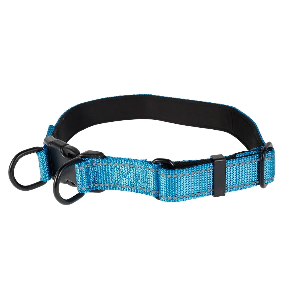 Dog Collars Soft Padded Nylon Neck Collar With Reflective Strip Pet Supplies For Puppies Small Medium Large Dogs (16-23.6 inch)
