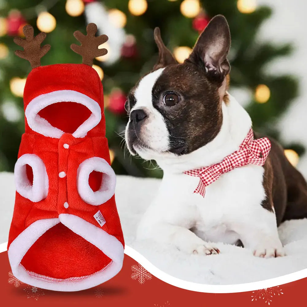 Dog Christmas Costumes Elk Pet Dog Cold Weather Coats Winter Warm Dog Christmas Clothes for Small Dogs Cats