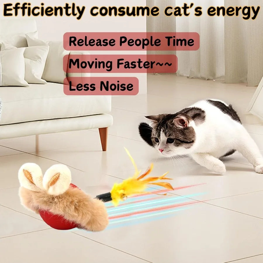 Cat Interactive Ball Toy with Feather The Upgrade Agile Moving Cats Ball Touching Automatic Moving for Bored Indoor Adult 3in1