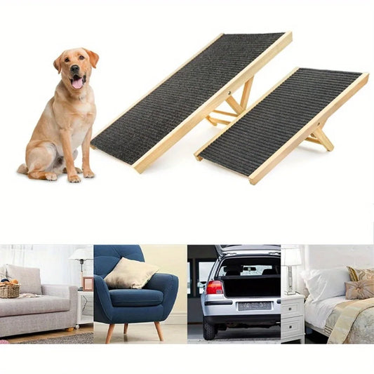Adjustable wooden dog ramp, dog ladder, steps, special pet stairs, suitable for indoor sofa up and down and play, folding, easy
