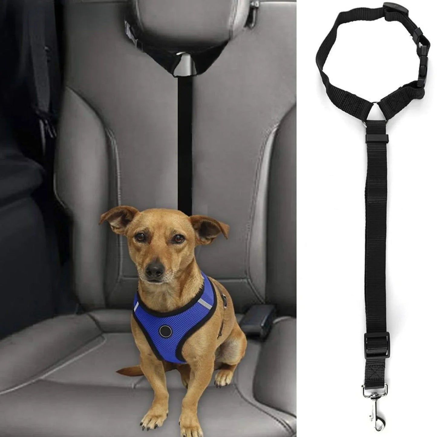Adjustable Nylon Dog Cat Safety Seat Belt Restraint Leash for Car Headrest