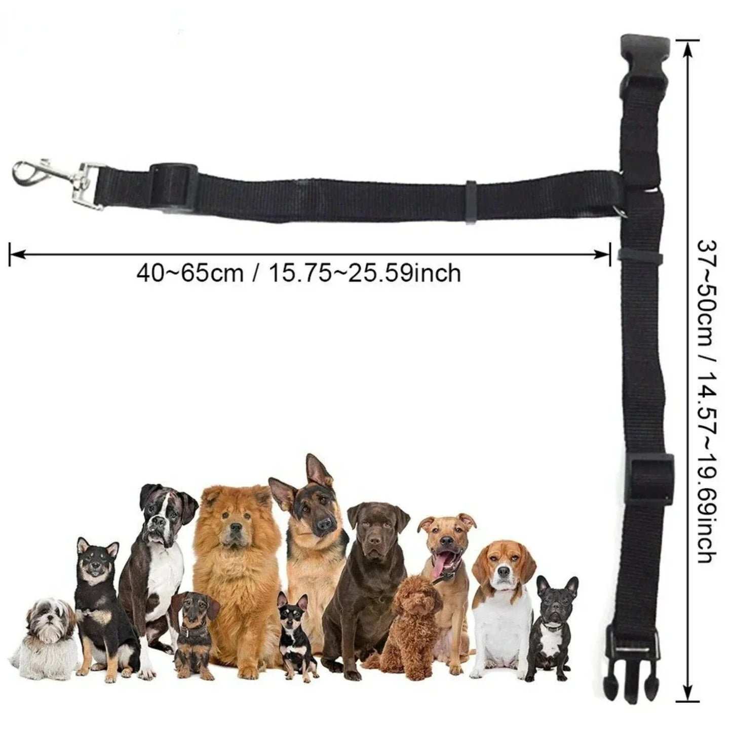 Adjustable Nylon Dog Cat Safety Seat Belt Restraint Leash for Car Headrest